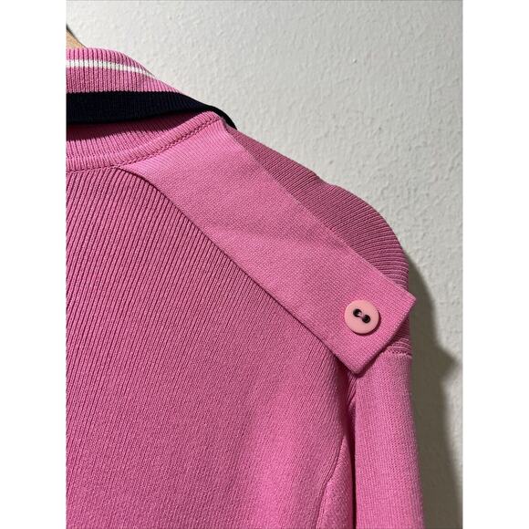 Vtg Grace Dane Lewis Mid Length Bright Pink Stripes Cardigan Size 1X Button NWT - Picture 10 of 11